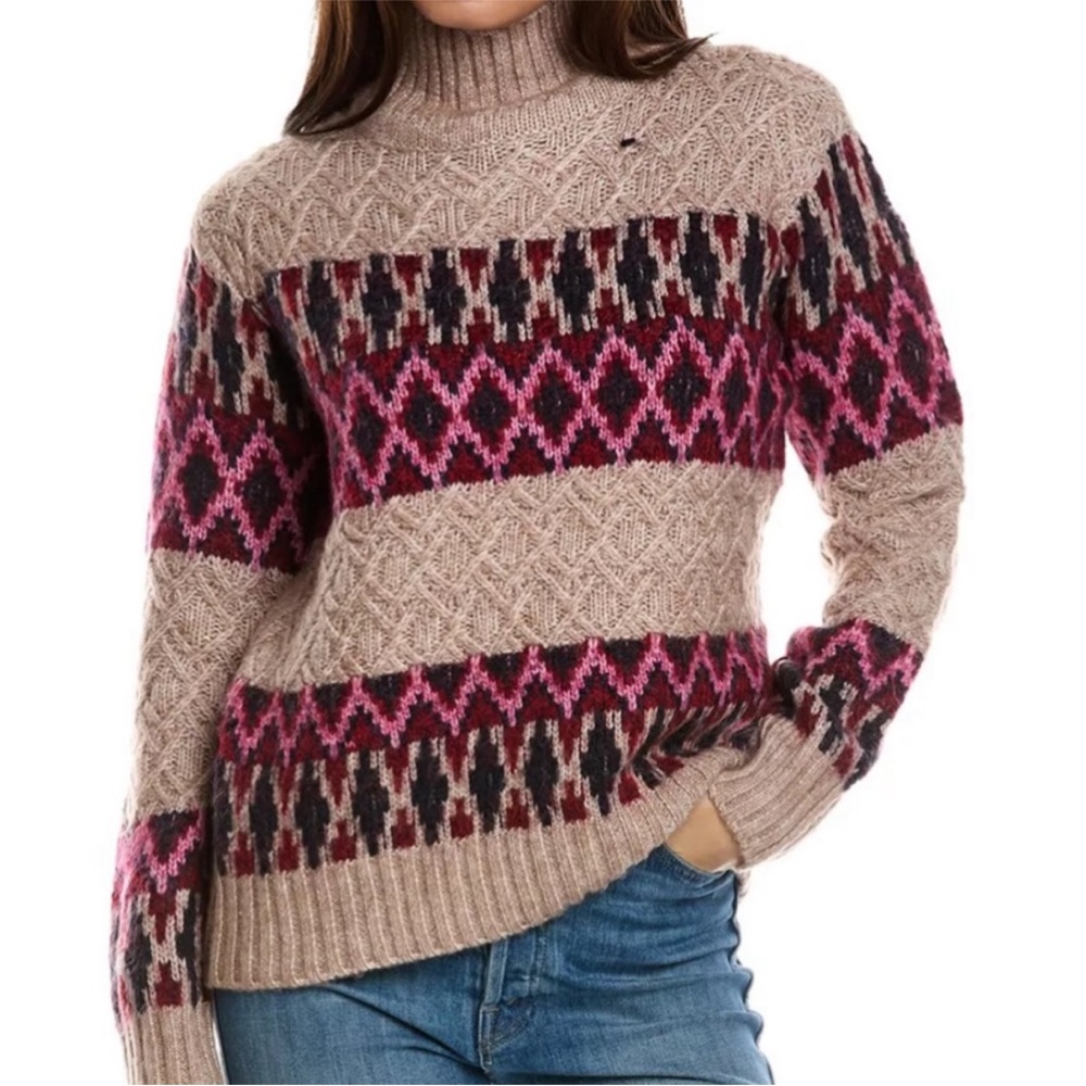 DRIFTWOOD high neck Sweater with Fair Isle Pattern NEW Medium